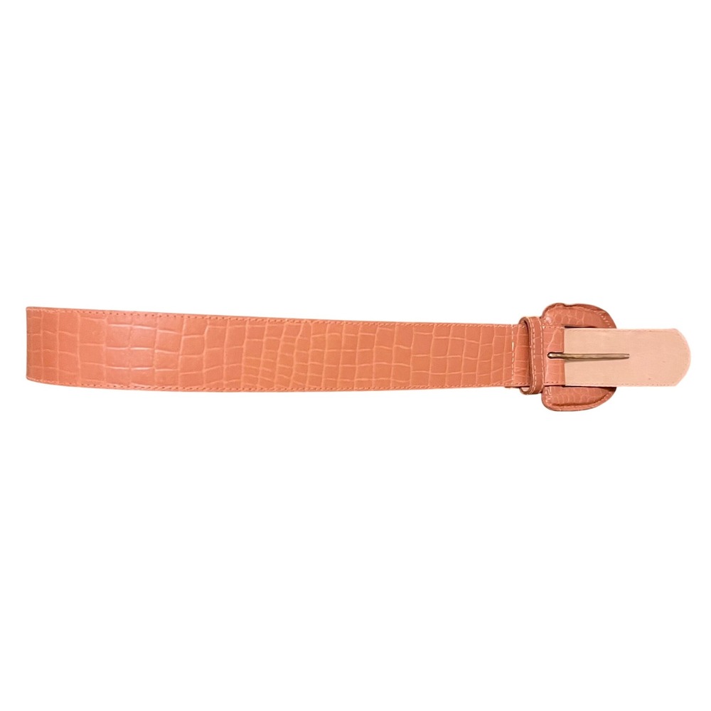 Brown Croc Embossed Leather Belt • Wide Waist Belt • Size Small - Picture 1 of 3